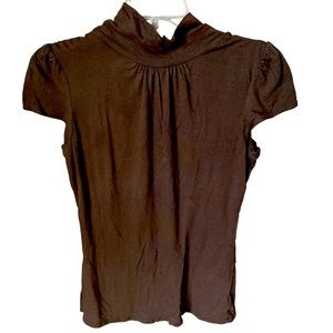 Merona Mock Neck Chocolate Brown Short Sleeve Top S